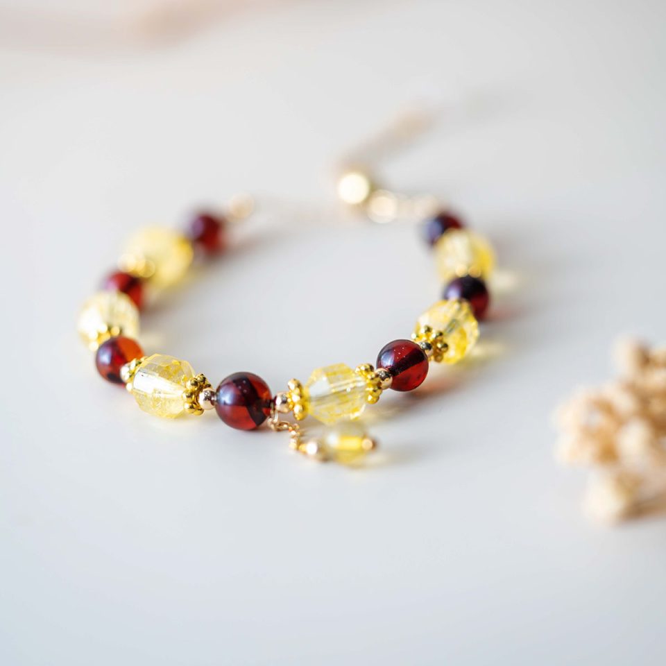 Citrine crystal shape Design Bracelet 黄水晶切割面设计手链