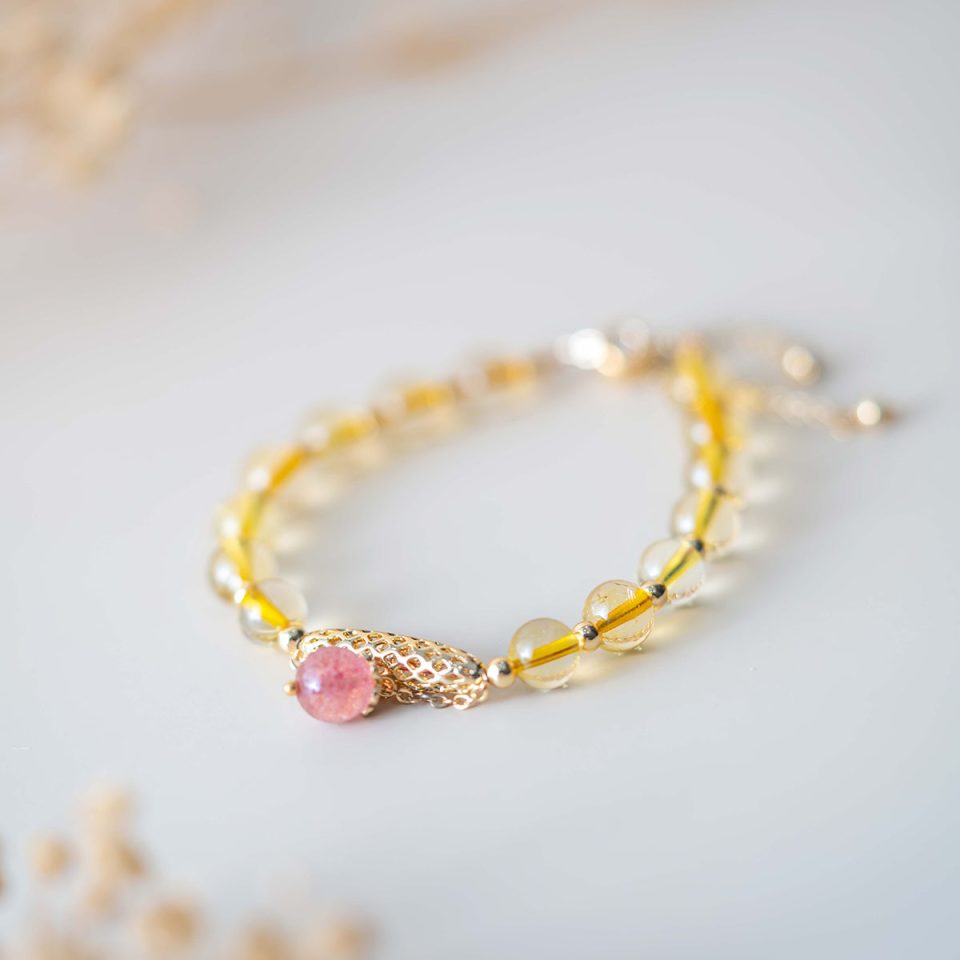 Citrine crystal and Straberry Quartz Design Bracelet 黄水晶草莓晶设计款手链