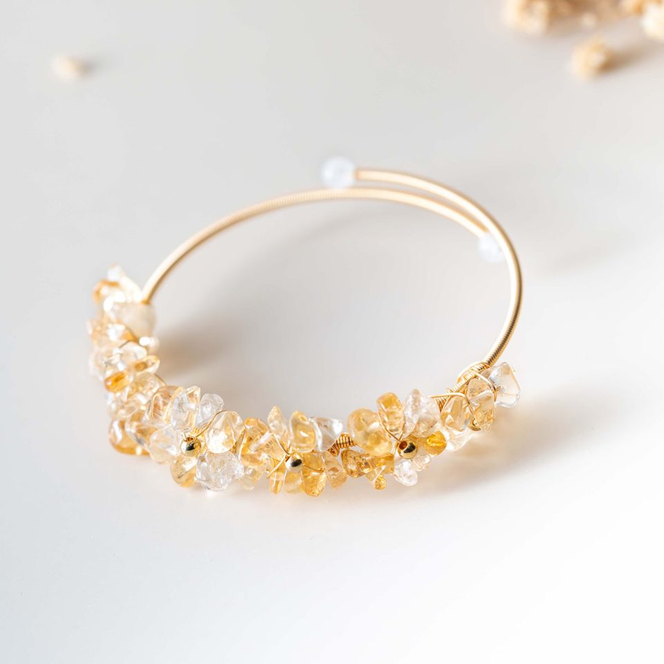 Citrine Crystal Gravel Design Bracelet 黄水晶碎石重工手环