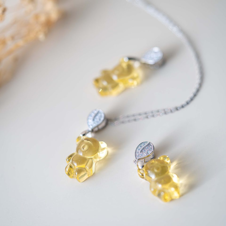 Citrine Crystal Bear Design Pendant (with Necklace) 黄水晶熊熊设计吊坠【附项链】