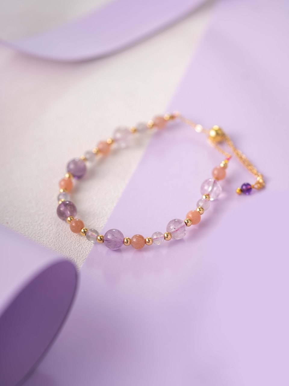 超七灰月光设计手链 Natural Super 7 and Grey Moonstone Design Bracelet