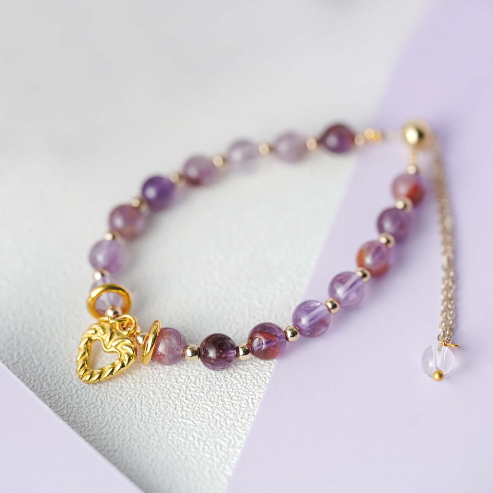 极光23爱心配饰手链 Auralite23 Crystal with Golden Love Charm Design Bracelet