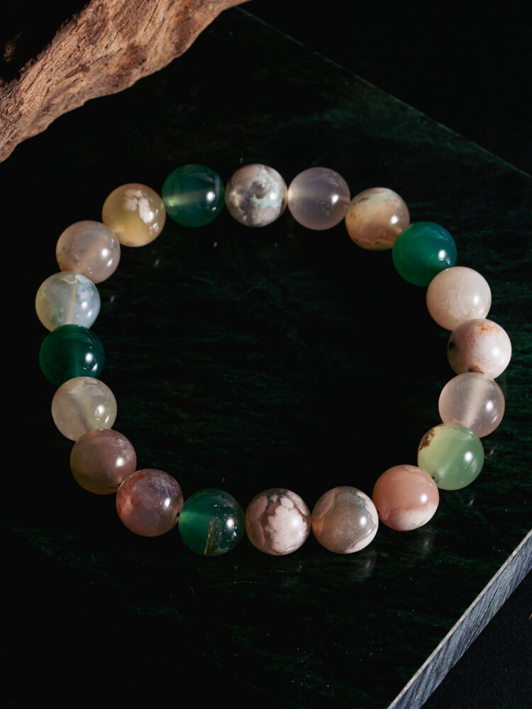Green Cherry Blossom Agate Bracelet 绿樱花玛瑙手串– Angelz Green Cherry Blossom Agate Bracelet 绿樱花玛瑙手串– Angelz