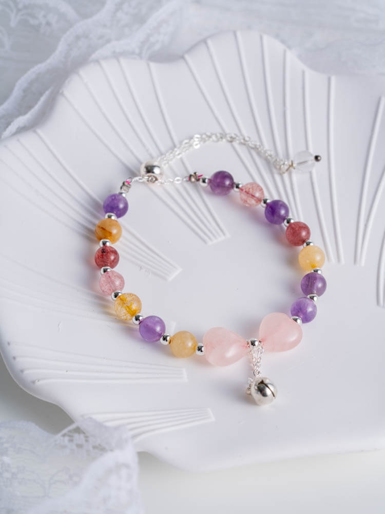 Treasure Rose Quartz Heart Bracelet Design 多宝粉晶爱心手链设计款