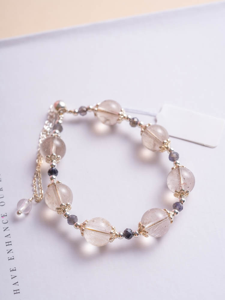 Copper Rutilated Quartz and Tanzanite Bracelet Design 铜发晶坦桑石手链设计款