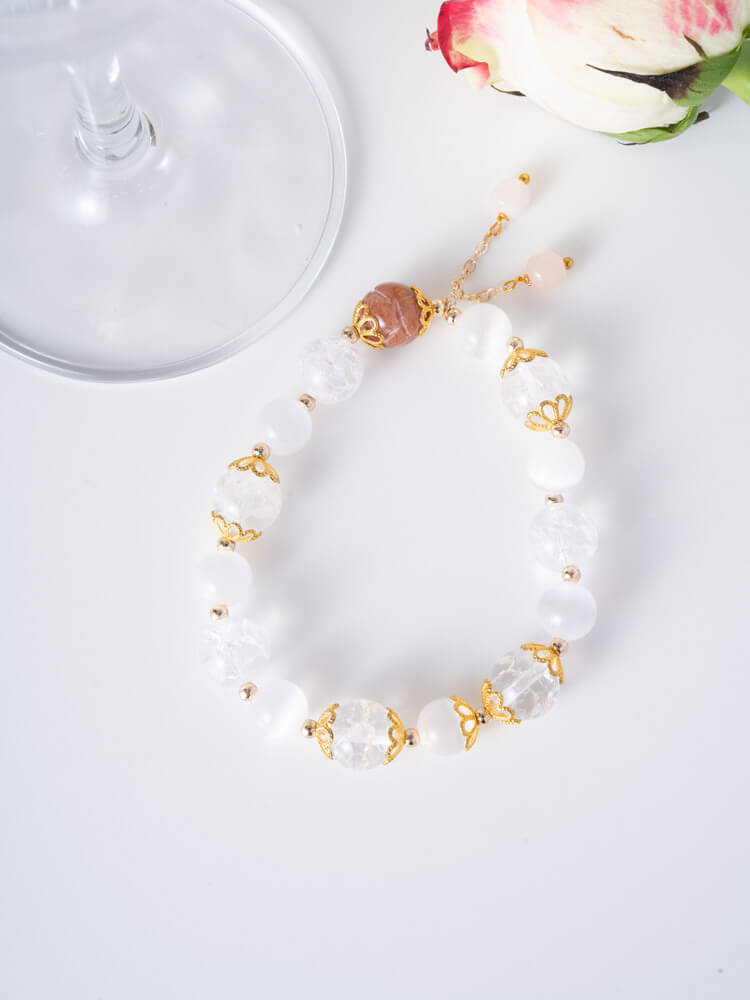 Designer Style with Clear Quartz and Blizzard Cat's Eye Stone 白水晶暴雪猫眼石设计款