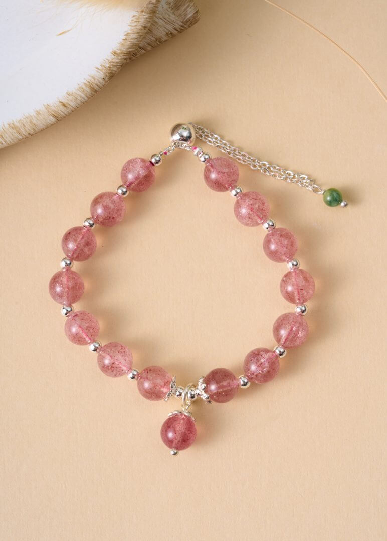 Designer Style Strawberry Quartz Bracelet 草莓晶手链设计款