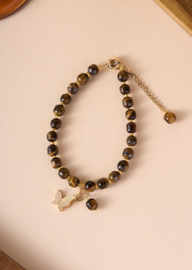 Tiger's Eye Gold Butterfly Design 虎眼石金蝴蝶设计款