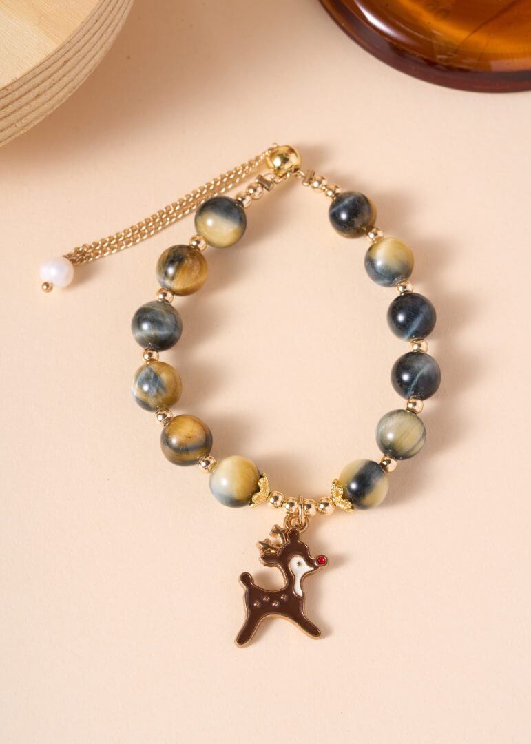 Tiger's Eye Deer Drip Design 虎眼石小鹿滴流设计款