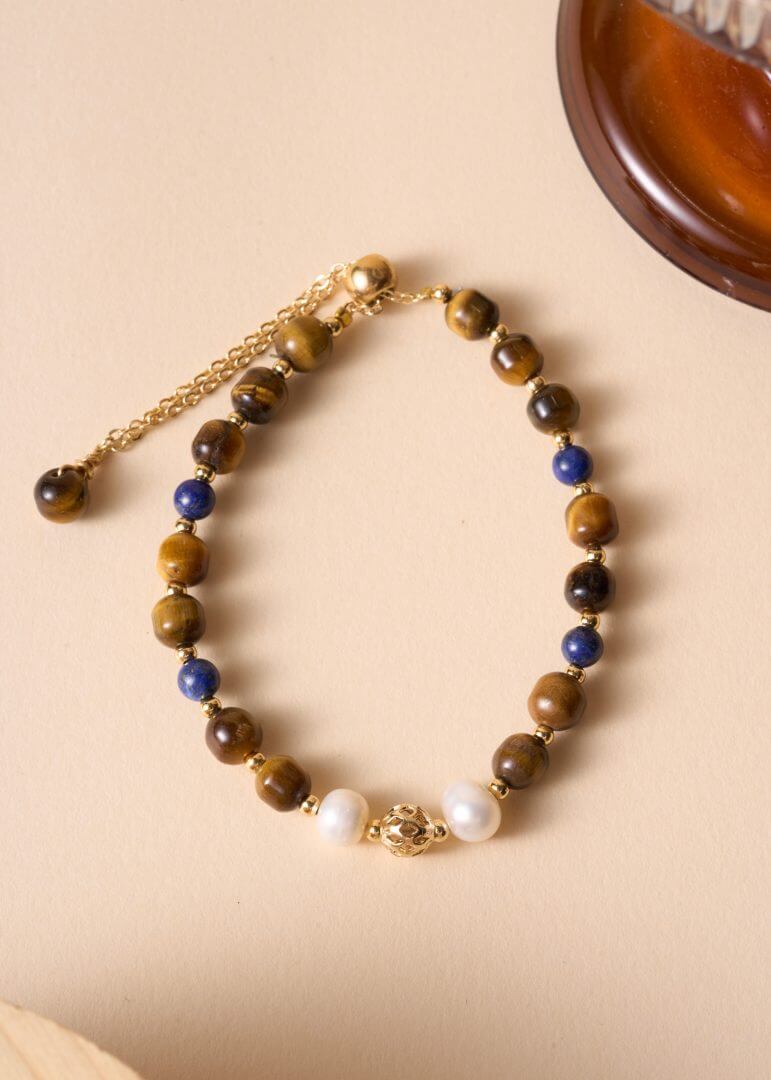 Tiger's Eye, Lapis Lazuli, and Pearl Design 虎眼石青金珍珠设计款