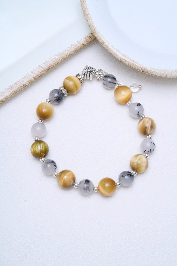 Tiger Eye and Black Rutilated Quartz Design 虎眼石黑发晶设计款