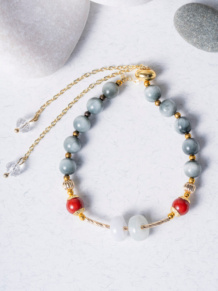 Eagle Eye Stone and Jade Bracelet Design 鹰眼石翡翠手链设计款