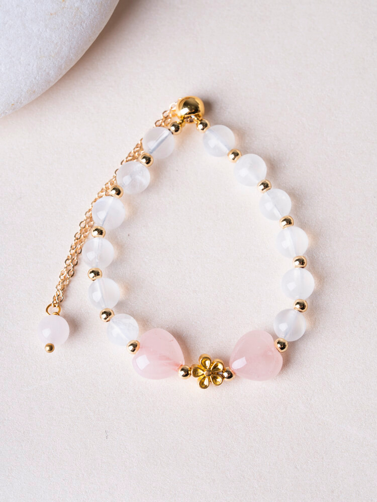 White Moonlight Rose Quartz Designer Bracelet 白月光粉晶手链设计款
