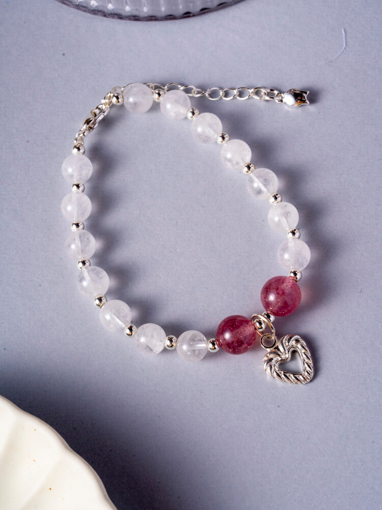 White Moonlight Strawberry Quartz Bracelet Design 白月光草莓晶手链设计款