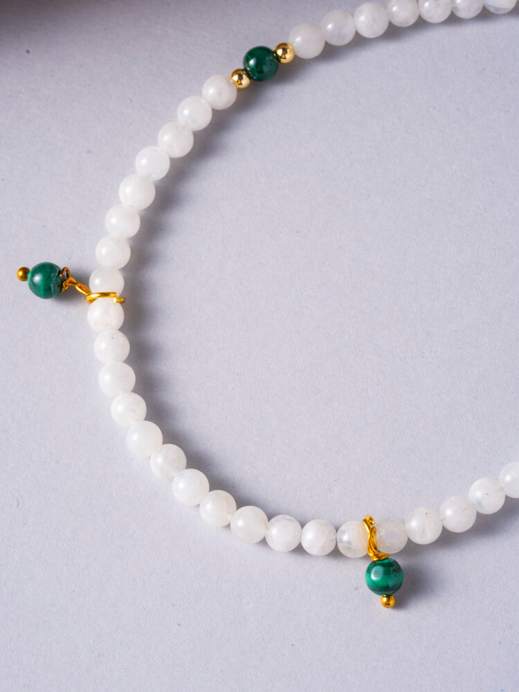 White Moonlight & Malachite Bracelet Design 白月光孔雀石手链设计款
