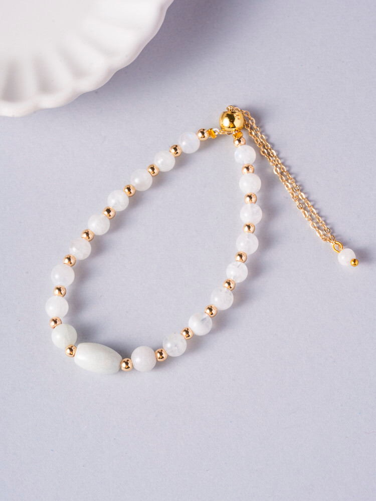 White Moonstone & Jade Bracelet Design 白月光翡翠手链设计款